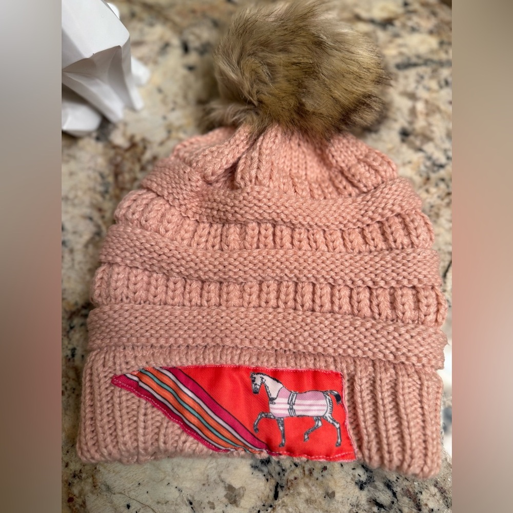 Beanie with hand sewn horse~